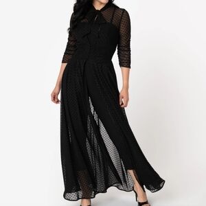 XL Unique Vintage Black Swiss Dot Starlet Duster